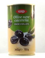 COOP ITALIA Olivy černé vypeckované ve slaném nálevu 340g/150g