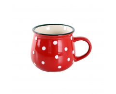 Hrnek červený s puntíky 390ml