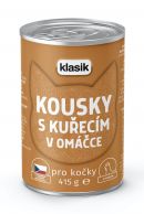 KLASIK Komplet. krmivo pro kočky Kousky s kuř.v omáč. 415g