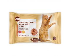 AXI Kompl. krmivo pro dosp. kočky Kapsička s kuř. a hov. 4x100g