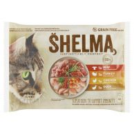 Kapsička kočka Shelma 1xhovězí, 1xkrůta, 1xkuře, 1xkachna 4x85g