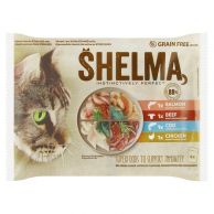 Kapsička kočka Shelma 1xlosos, 1xhovězí, 1xtreska, 1xkuře 4x85g