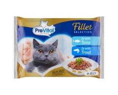 PreVital Kapsička kočka Naturel tuňák a pstruh v želé 4x85g