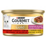 Konzerva kočka Gourmet Gold s hovězím a kuřetem 85g 